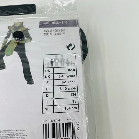 Dragon Ninja Youth Boys Size Medium 8-10 Halloween Dress Up Costume Black/Green - Picture 7 of 8
